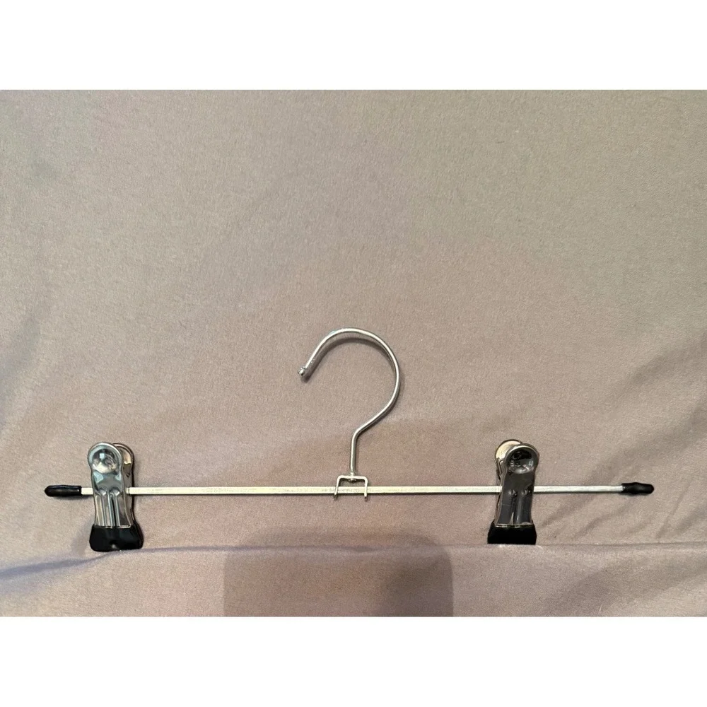 Lot of 20 Metal Skirt Pant Hangers with Adjustable Non Slip Clips Chrome 11 Inch